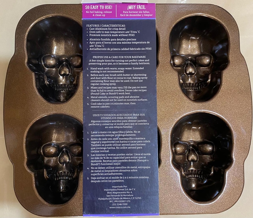 MOLDE PARA HORNEAR 6 PASTELILLOS SKULL CALAVERA