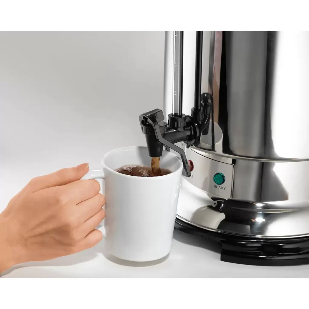 HAMILTON BEACH COMMERCIAL, CAFETERA 60 TAZAS, ACERO INOXIDABLE PULIDO CON VENTANA DE AGUA