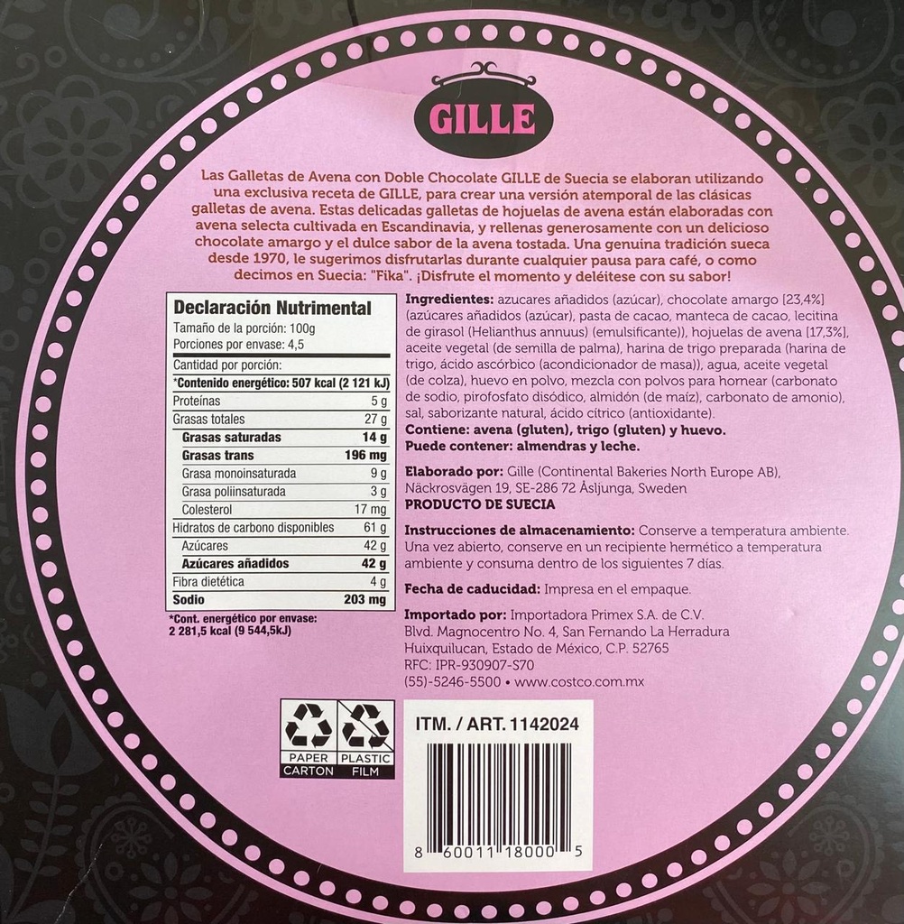 GUILLE GALLETAS CRUJIENTES AVENA CON CHOCOLATE AMARGO