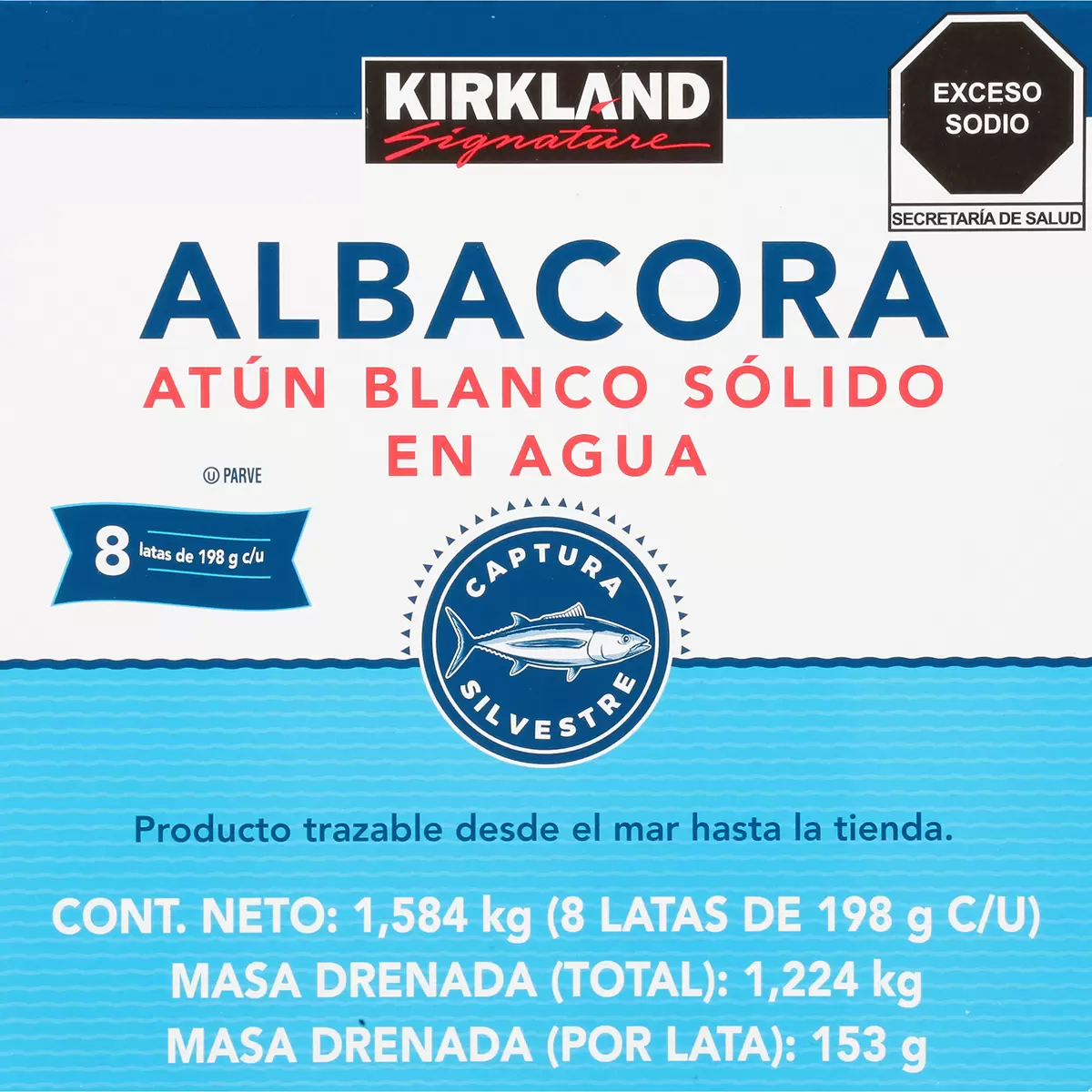 KIRKLAND SIGNATURE ATÚN ALBACORA 8 PZAS DE 198 G