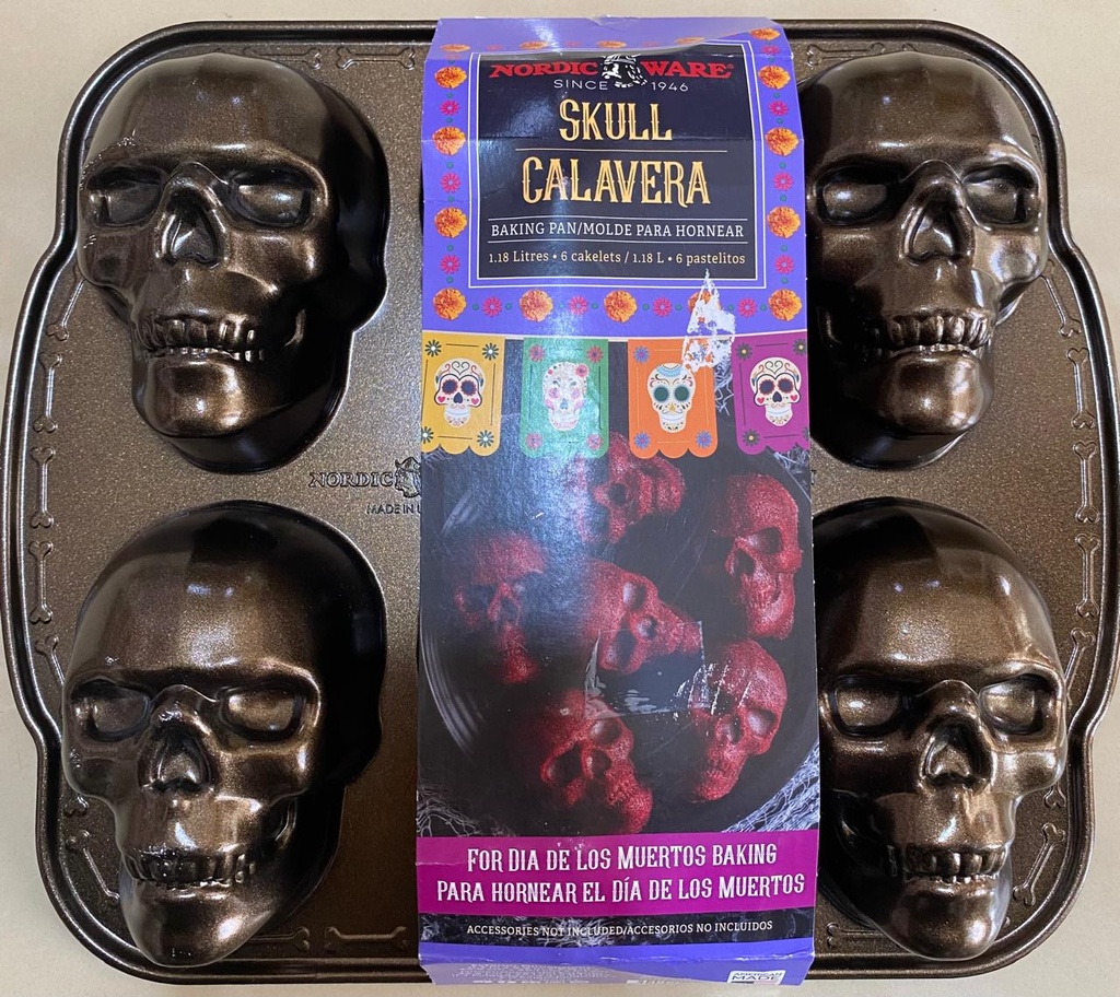 MOLDE PARA HORNEAR 6 PASTELILLOS SKULL CALAVERA (TUMBAS)