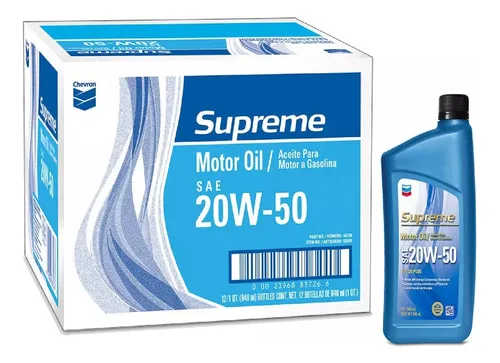 ACEITE SUPREME PARA MOTOR A GASOLINA 20W50 12pzs