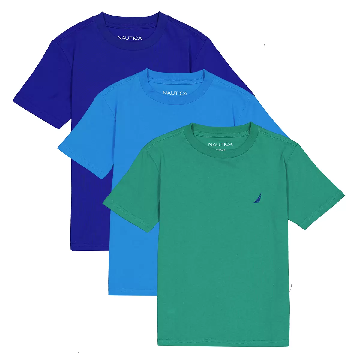 NAUTICA PLAYERA 3 PIEZAS PARA NIÑOS Y NIÑAS VARIAS TALLAS Y COLORES (8, AZUL- VERDE, 2)