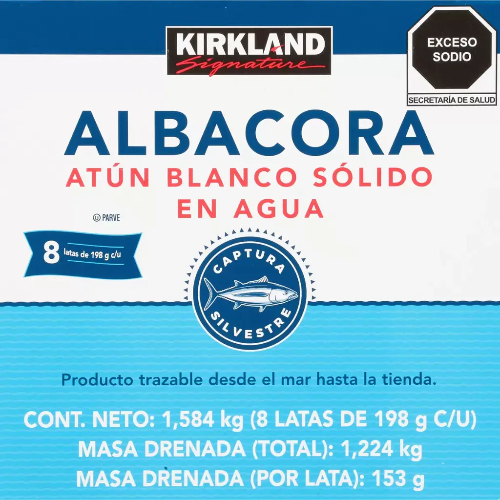 KIRKLAND SIGNATURE ATÚN ALBACORA 8 PZAS DE 198 G
