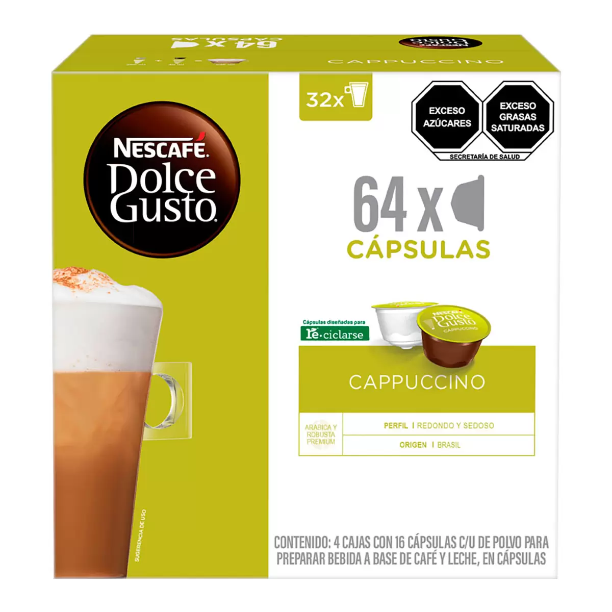 SABOR CAPPUCCINO 64 CÁPSULAS NESCAFÉ DOLCE GUSTO