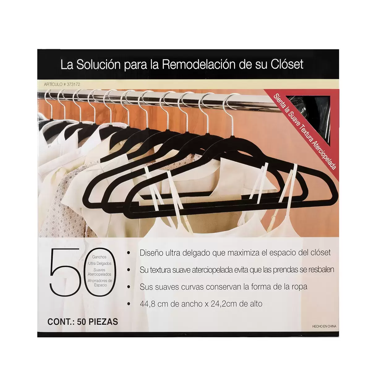 SET DE 50 GANCHOS ATERCIOPELADOS THREE SIXTY