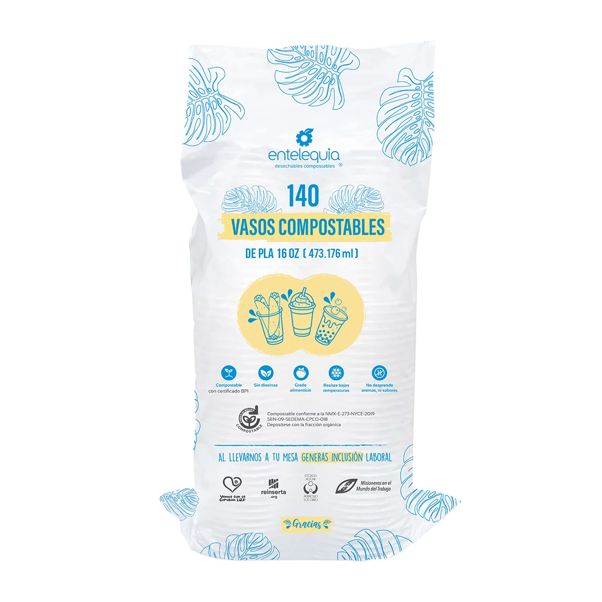 VASOS COMPOSTABLES 140/473 ML ENTELEQUIA