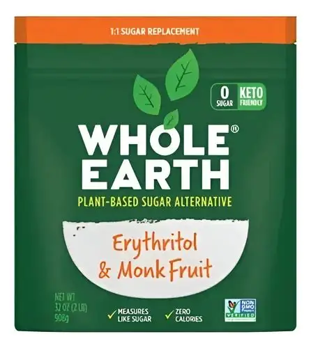 WHOLE EARTH ERYTHRITOL AND MONK FRUIT 908 g