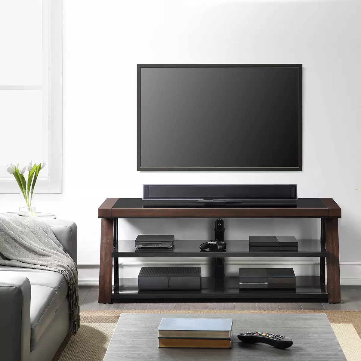 BAYSIDE FURNISHINGS, SOPORTE PARA TV 3-EN-1, HARLOWE