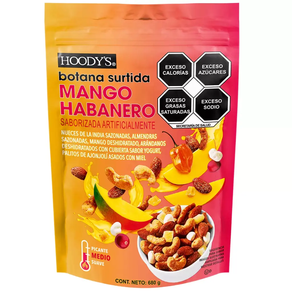 HOODY'S BOTANA SURTIDA SABOR MANGO HABANERO 680 G