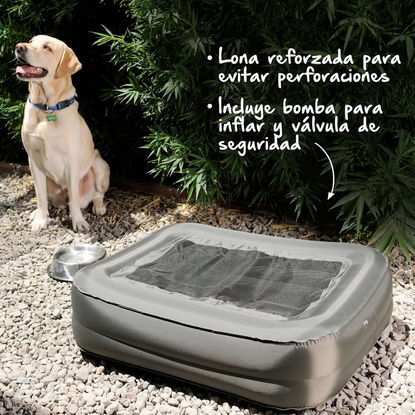 CAMA PARA PERRO INFLABLE GRIS