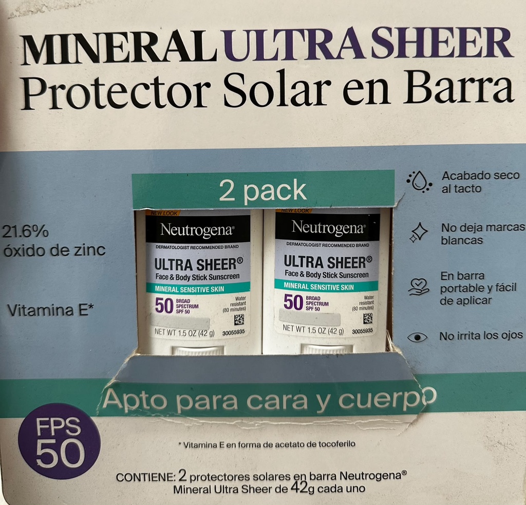 Protector Solar en Barra Neutrogena 2 pzas 42g 