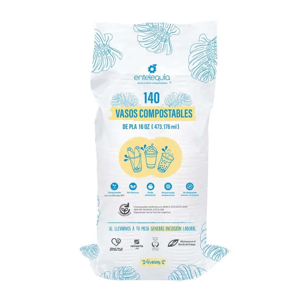 VASOS COMPOSTABLES 140/473 ML ENTELEQUIA 