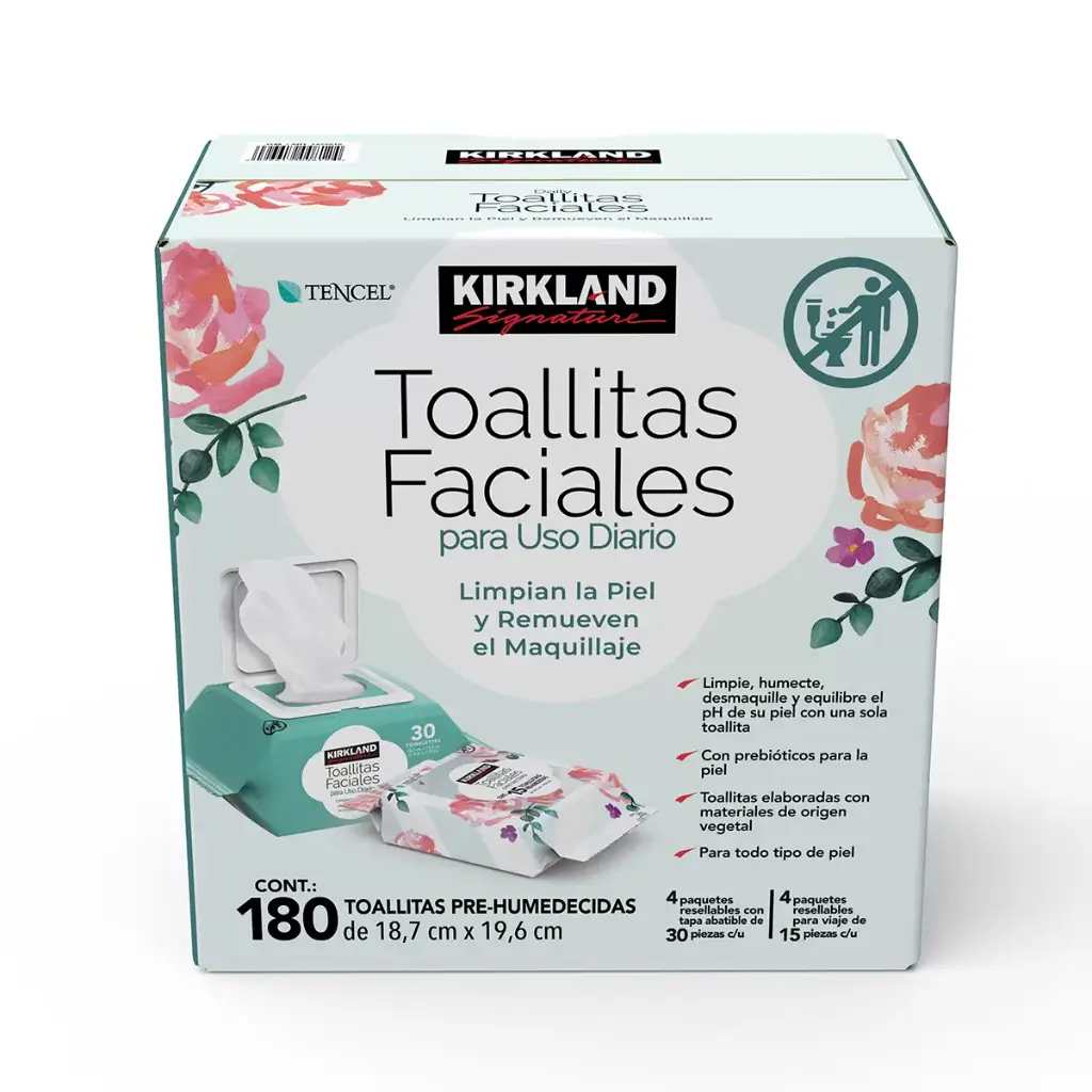 TOALLITAS FACIALES 180 PZAS KIRKLAND SIGNATURE 