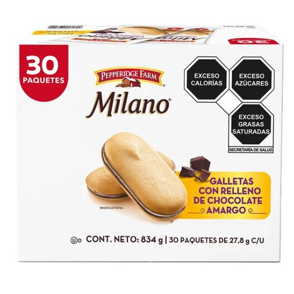 GALLETAS CON RELLENO DE CHOCOLATE 834G MILANO