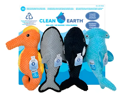 JUGUETES PARA MASCOTAS VIDA MARINA 4 pzs CLEAN EARTH