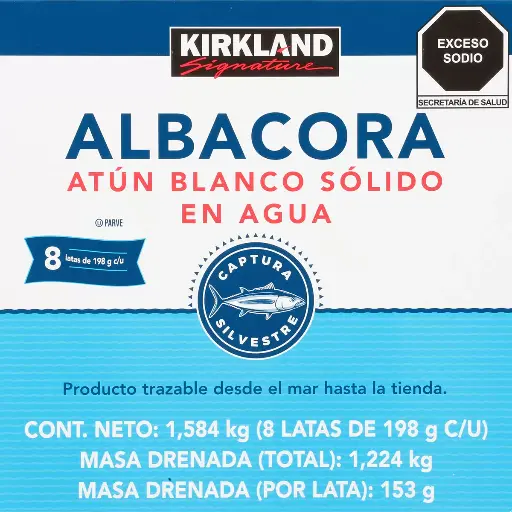[0002994] KIRKLAND SIGNATURE ATÚN ALBACORA 8 PZAS DE 198 G