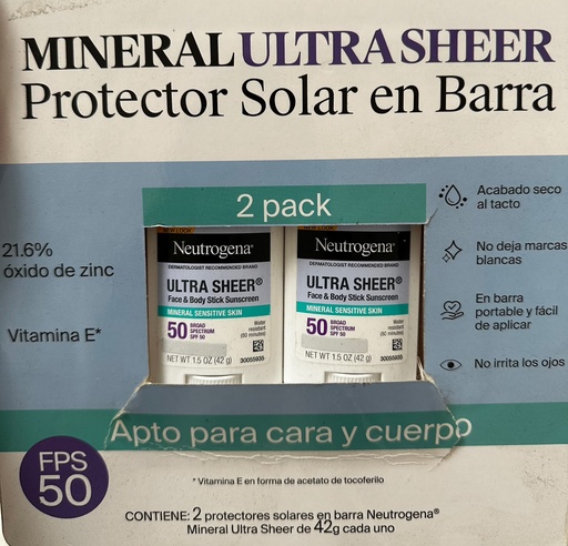 [0004901] Protector Solar en Barra Neutrogena 2 pzas 42g 